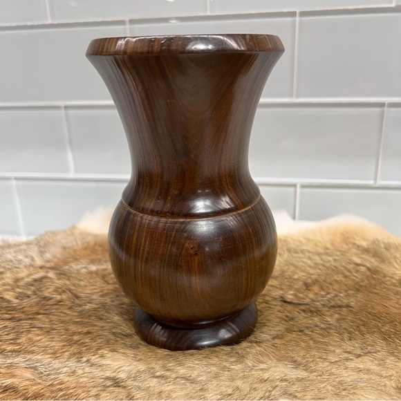 Hand Turned Two-toned Wood Bud Vase Smooth Finish 6” Tall - Picture 3 of 9